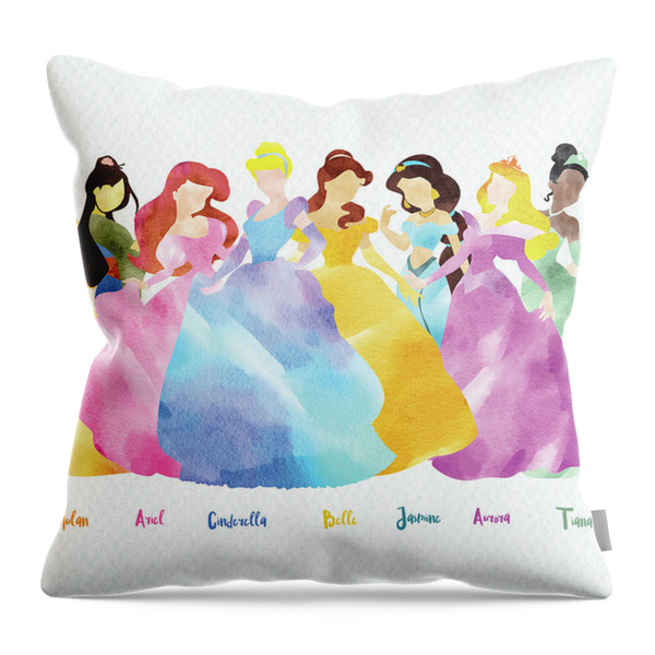 16x16 Multicolor Disney Princess Colorful Blooms Throw Pillow 